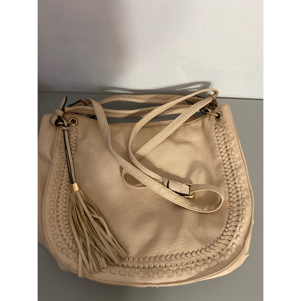 Pink Faux Leather Tassel Crossbody Bag Boho Shoulder Bag